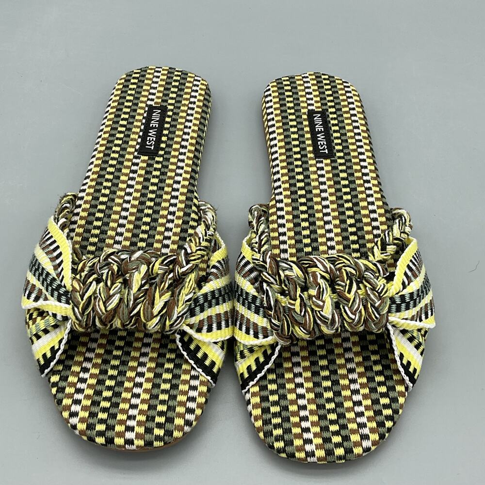 NEW Nine West Women’s Lalta Knotted Flat Slide Sandals Light Green Size 7.5M - Picture 3 of 10